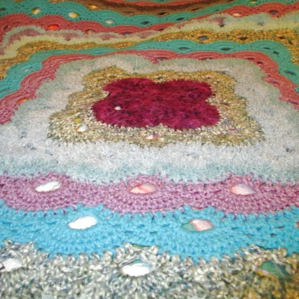 Vtg Crochet Knit Afghan 71